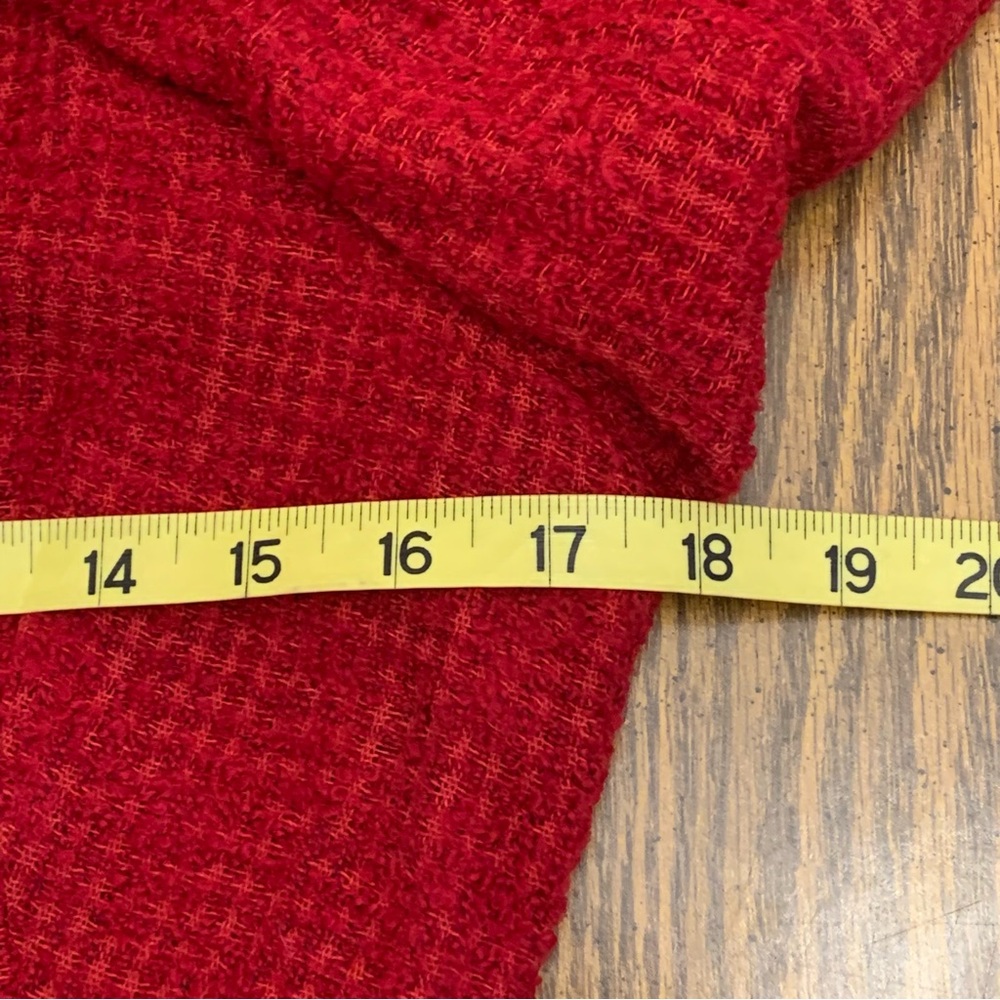 Zara Red Textured Long Sleeve V-neck Vintage Dress - Picture 8 of 15